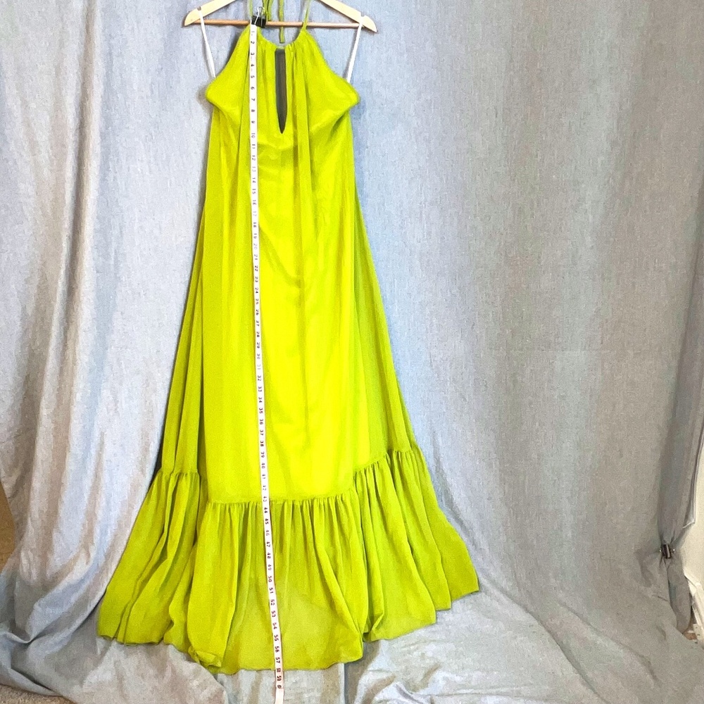 NWT Love & Lemonade Lime Green Halter Ruffle Keyhole Maxi Sundress S Flowy Vaca